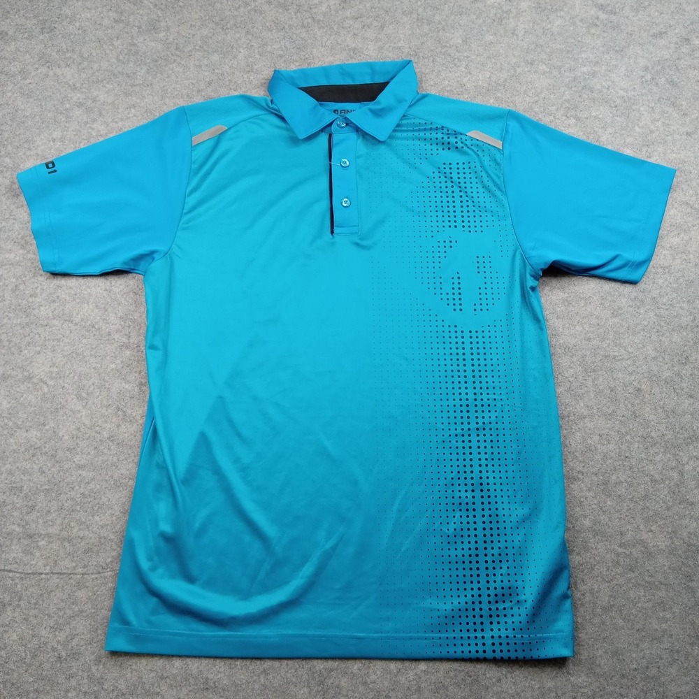 AND1 Polo Shirt Mens Small Blue Teal Performance Athletic Golf Stretch Collared